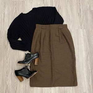 VINTAGE Wool Jones New York Houndstooth Skirt Size Large